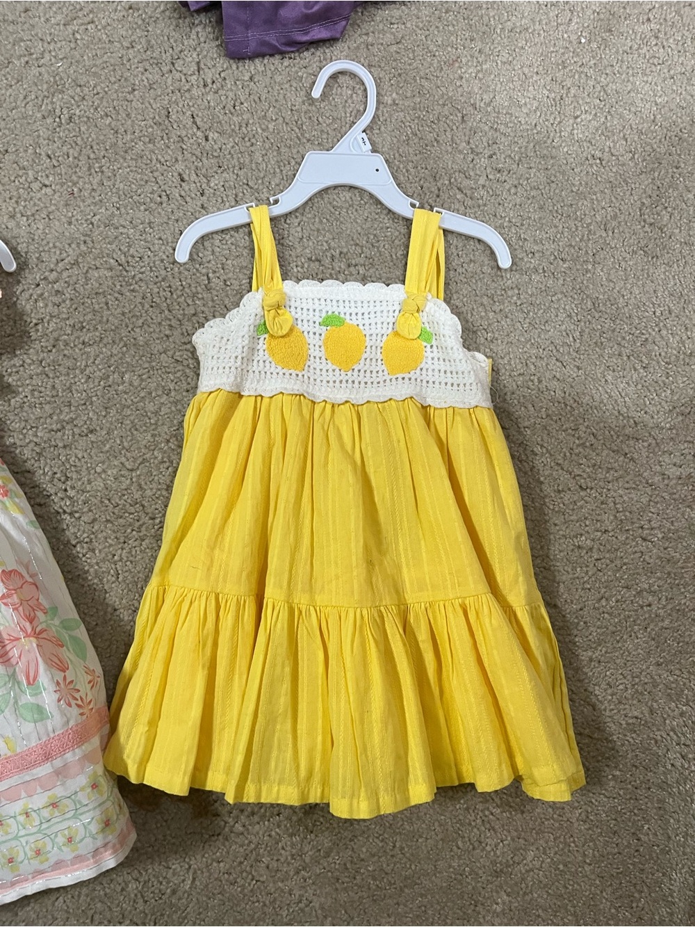 Yellow Lemon Crochet-Top Girls Sundress